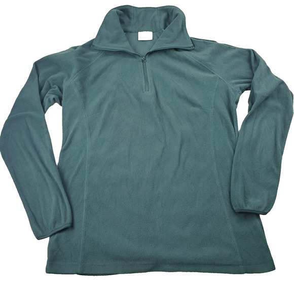 Columbia Sweater Womens Medium Green Outdoor 1/4 Zip Fleece Pullover Ladies LOGO - Picture 1 of 13